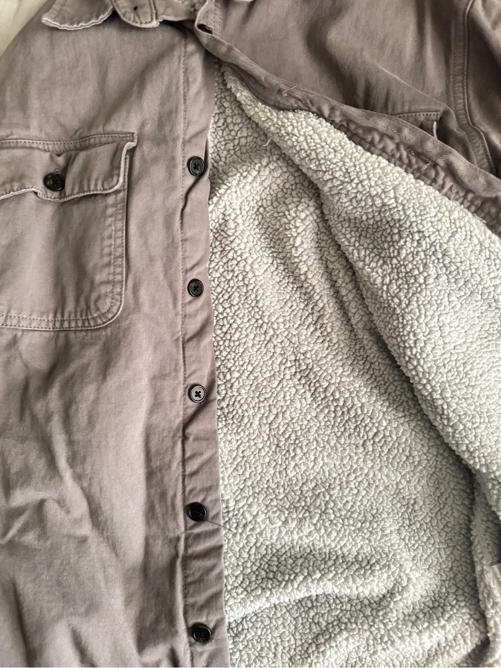 Women’s Sherpa-Lined Button Front Jacket - Taupe